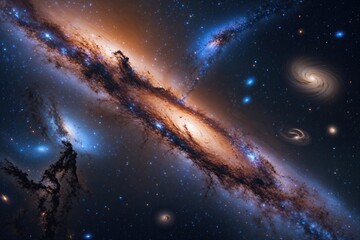 Fototapeta premium Galaxies and Dark Matter Exploring the Cosmic Realm