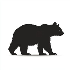 Fototapeta premium Black Bear Silhouette on White Background