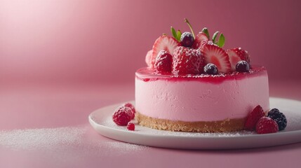 Glazed Strawberry Cheesecake with Fresh Berries and Creamy Texture