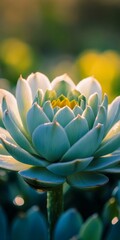 Close-Up of a Succulent Plant s Textured Leaves with Vibrant Blue-Green Hues in Natural Sunlight