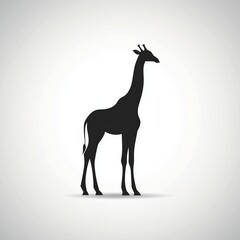 Obraz premium Black Giraffe Silhouette on Light Gray Background