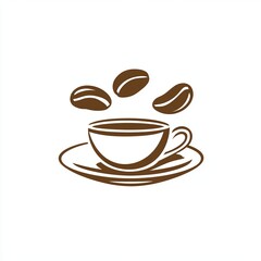 Brown Coffee Cup and Beans Illustration