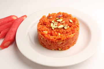 Gajjar ka halwa or carrot halwa with topping of nuts
