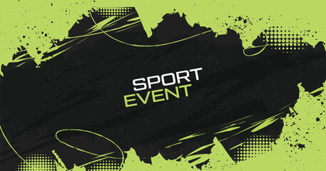 Abstract Green and Black Background Brush Texture and Halftone Effect. Grunge Sport Background, for Banner or Poster Design Elements