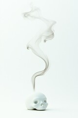 Creepy skull exhaling wisps of smoke, creating an eerie, hauntin