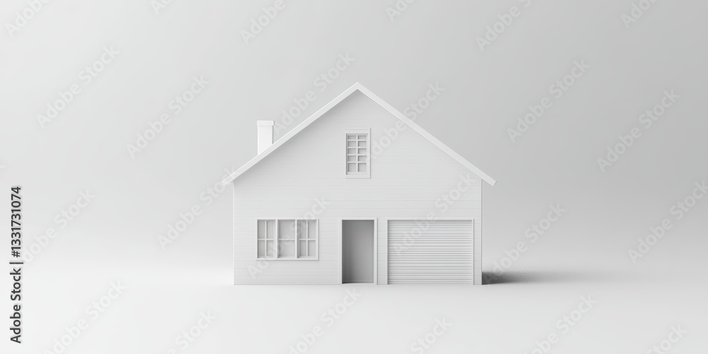 Aufkleber minimalist white house architecture. 3d rendering with copy space for design or text.