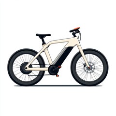 Cream And Black Electric Bicycle Illustration
