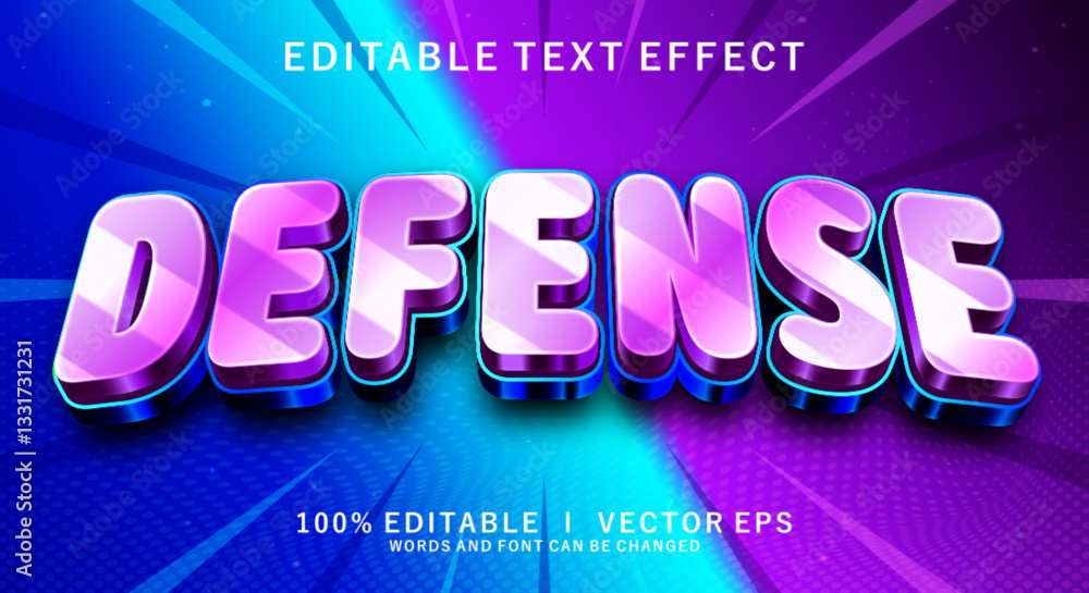 Poster defence 3d vector text effect with modern style design