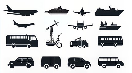 Silhouettes of different modes of transport