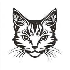 Obraz premium Detailed Black And White Cat Head Illustration