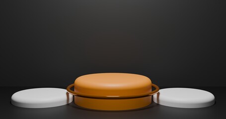3d render cylinder podium stage. Product placement and display stage with clean background. Unique pedestal platform design.
