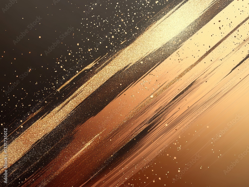 Poster abstract art with golden and black textures showcasing a dynamic interplay of shimmering lines and s