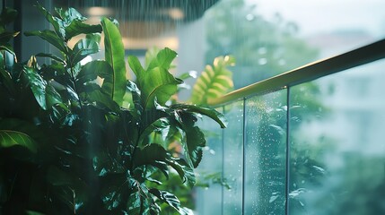 Rainy Balcony Garden View