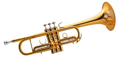 Naklejka premium brass trumpet isolated on white background