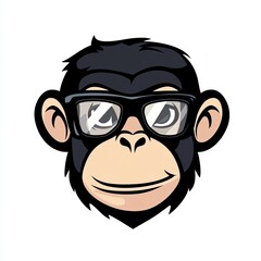Fototapeta premium Friendly Chimpanzee Wearing Glasses Illustration