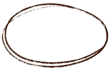 Hand drawn oval brush stroke doodle border frame.