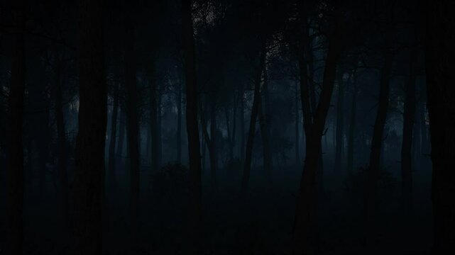 Scary Dark Forest, Woods Landscape