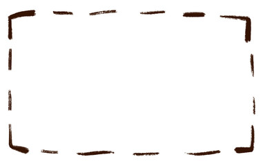 Hand drawn rectangle dash line doodle border frame.