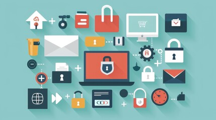 Comprehensive Digital Security and Online Protection Icons