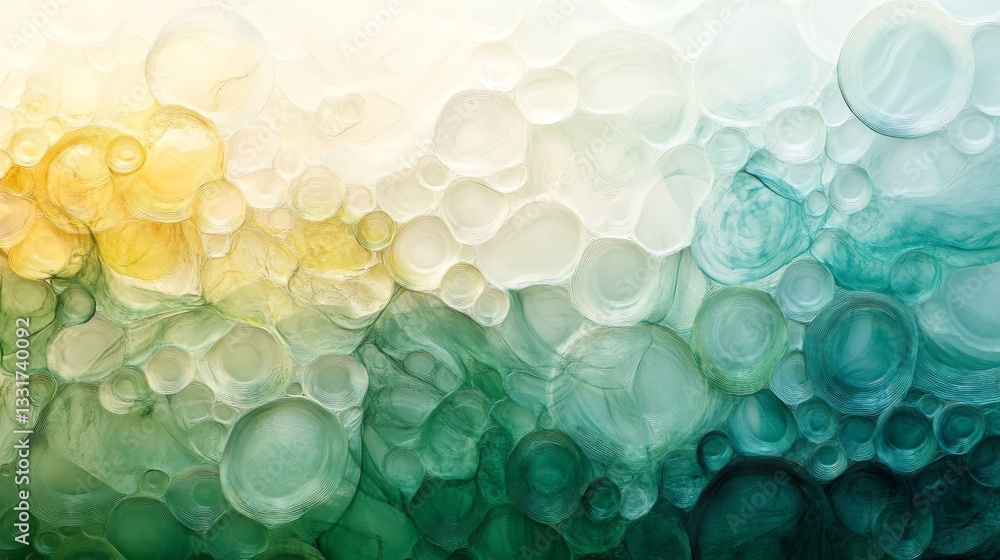 Poster abstract image of layered bubbles with varying colors and depths