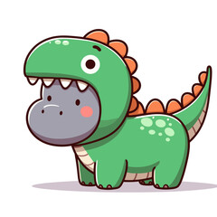 Fototapeta premium Creative hippo in dinosaur costume with green reptile features. Vector illustration for fantasy disguises, prehistoric themes and playful character transformations.