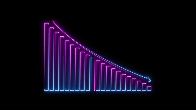 Neon business graph chart icon animation background. Neon business growth concept animated. Neon line business graph.
