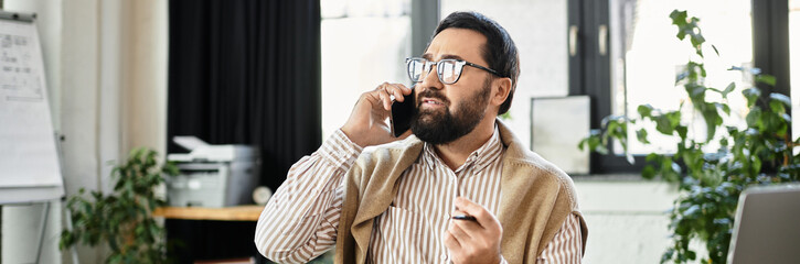 Elderly man in casual attire engages in a meaningful conversation over the phone