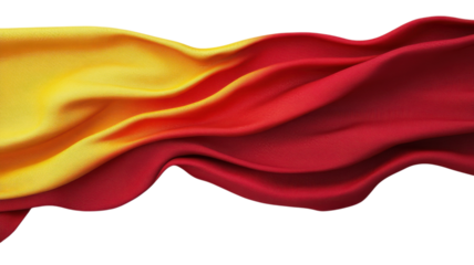 Colorful Spanish flag waving gently in a soft breeze, capturing the national pride across the fabric's vibrant hues of red and yellow