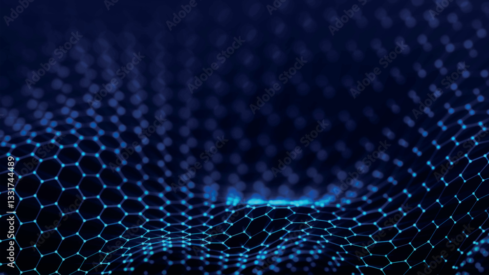 Poster futuristic hexagon background. futuristic honeycomb concept. particle wave. geometric background. ab