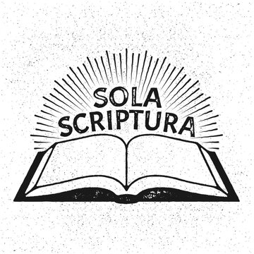 Vector Illustration for Protestant Lutheran Church Reformation Day. Open Bible, theological doctrine Sola Scriptura