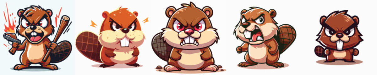 Obraz premium cute and adorable otter vector is angry