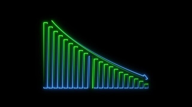 Neon business graph chart icon animation background. Neon business growth concept animated. Neon line business graph.