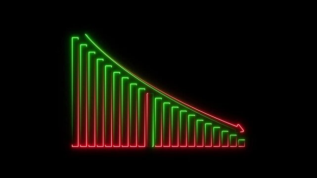 Neon business graph chart icon animation background. Neon business growth concept animated. Neon line business graph.