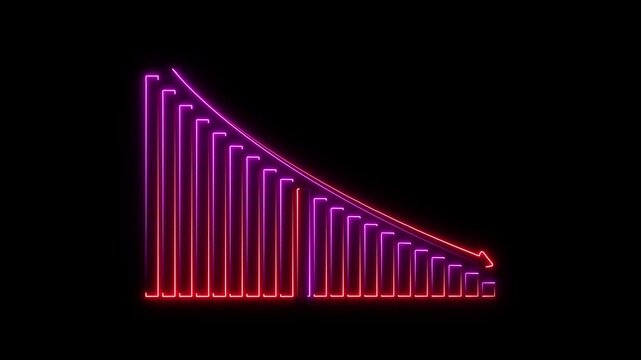 Neon business graph chart icon animation background. Neon business growth concept animated. Neon line business graph.