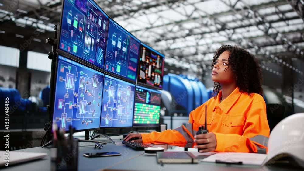 Poster power plant worker using scada system