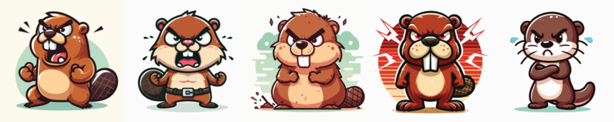 cute and adorable otter vector is angry