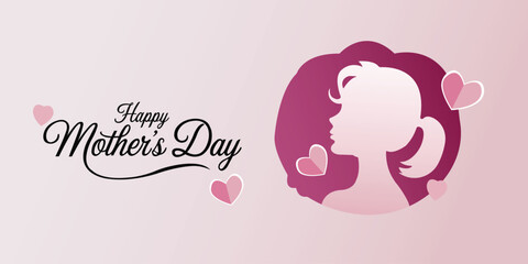 Elegant Mother's Day Silhouette Design,Minimalist Mother's Day Heart Artwork,Stylish Mother’s Day Profile Illustration,Mother's Day Love Heart Design.