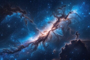 Obraz premium Breathtaking Nebula Night Sky with Celestial Blues and Vivid Patterns