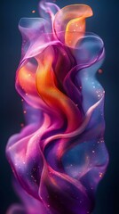 Naklejka premium A captivating abstract image featuring flowing, colorful fabric with rich gradients and a soft, luminous quality against a dark background.