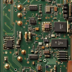 Close-up of a Circuit Board's Intricate Design: A Detailed View of Electronics