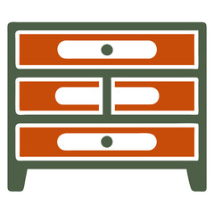 Obraz premium Modern Minimalist Three-Drawer Chest in Green and Orange Colors with Clean Design