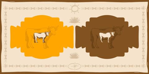 cow bull cattle Illustration vector vintage sketch rustic graphics