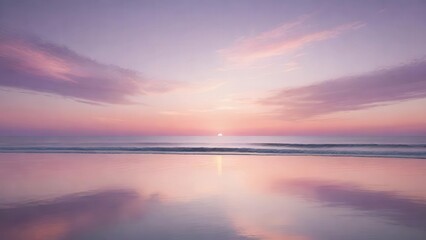 Fototapeta premium 夕日, サンセット, 海, 波, 水面, 反射, オレンジ, ピンク, 紫, 青, 空, 雲, 静寂, 穏やか, 自然, 美しい, 風景, トワイライト, 黄昏