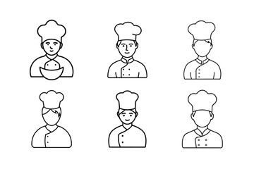 One Continuous Line Drawing of a Male Chef Elegant Culinary Art Vector Illustration
