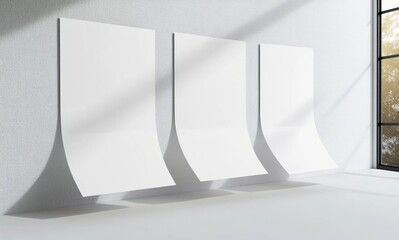 Minimalist White Paper Mockup in Neutral Gray Space with Soft Lighting and Smooth Shadows