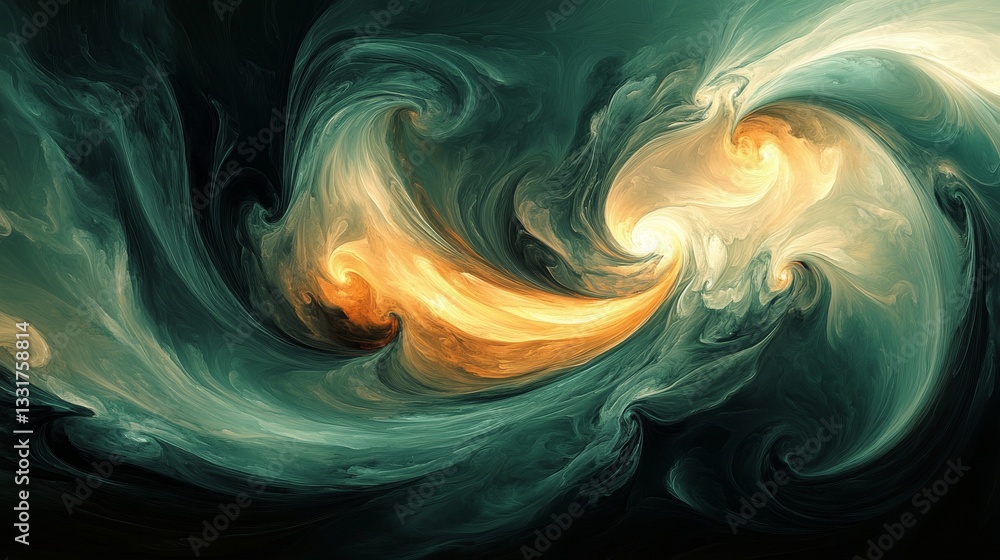 Poster swirling abstract artwork with vibrant colors and dynamic forms