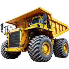 Obraz premium Large Yellow Mining Dump Truck Isolated on White