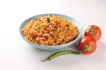 Tomato rice a south Indian dish with the main ingredient as tomato and rice