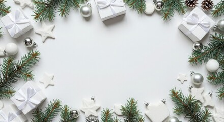 Elegant white Christmas border.