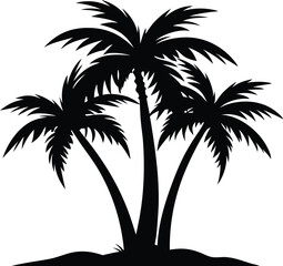 Palm tree vector silhouetted, Tropical palm tree black clipart. Tropical palm tree icon